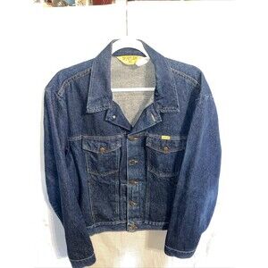 Rustler Vintage 80’s Men’s Jean Jacket Size XL Dark Blue Outdoors Trucker EUC